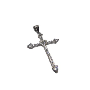 Pandantiv Argint 925 Cruce Mare cu Pietre si Inima, 2.24 g