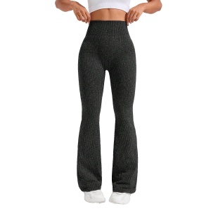 Pantaloni Sport de Dama, Flippy, pentru Yoga, Talie Inalta, Evazati, Tricotati, Negru, Marime S