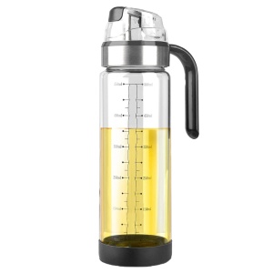 Sticla de ulei etansa cu deschidere inchidere, Flippy, Dispenser de ulei de bucatarie, Sos de soia, Otet, 500 ml, Transparent
