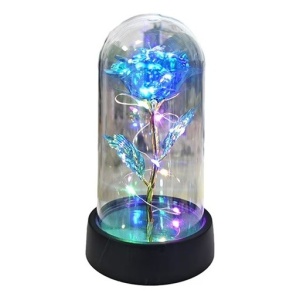 Trandafir in Cupola, Flippy, cu Lumina Led Multicolora, Baterii, 8.5 x 15 cm, Albastru