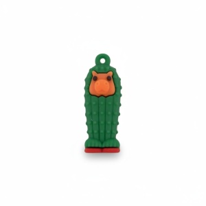 Breloc de Chei din Silicon, Flippy, Figurina Brainrot Cacto Hipopotamo, 4 cm, Verde