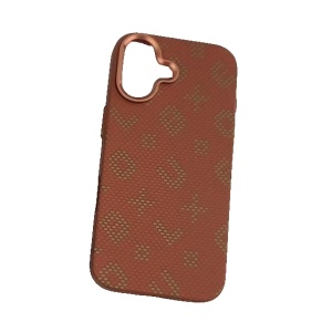 Carcasa Magnetica, Flippy, Compatibila Apple iPhone 16, din Fibra de Carbon, Litere Fosforescente, Portocaliu