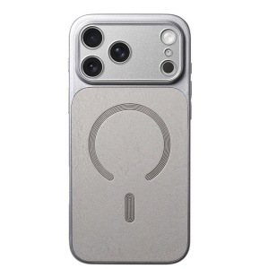 Carcasa Magnetica Mata, Flippy, Compatibila iPhone 17 Pro Max, din TPU/PC si Piele Ecologica, Argintiu