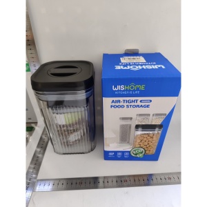 Cutii de Depozitare Alimente, Flippy, Set din 2 Cutii de Tip Container de 0.8 si 1.3 l, Recipiente pentru Cereale in Bucatarie, Transparente cu Capac Negru - Img 2