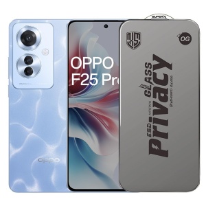 Folie de Protectie pentru Oppo F25 Pro, Flippy, Sticla Securizata ESD Antistatica, Super-X Privacy OG, Margini Negre, 0.30 mm, Transparent Inchis
