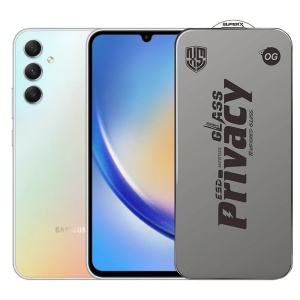 Folie de Protectie pentru Samsung Galaxy A34, Flippy, Sticla Securizata ESD Antistatica, Super-X Privacy OG, Margini Negre, 0.30 mm, Transparent Inchis