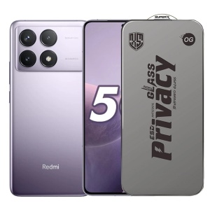 Folie de Protectie pentru Xiaomi Redmi K70, Flippy, Sticla Securizata ESD Antistatica, Super-X Privacy OG, Margini Negre, 0.30 mm, Transparent Inchis