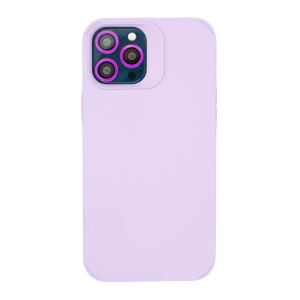 Husa Apple iPhone 14 Pro Max, Flippy, din Silicon Lichid, Interior din Microfibra, Lentile Fosforescente de Protectie Camera, Anti Amprenta, Rezistenta la Socuri, Mov