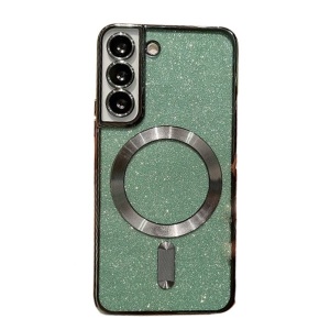 Husa de Protectie 2 in 1, Flippy, Husa pentru Samsung Galaxy S24+, Glitter Chrome Magsafe, din TPU, Magnetica, cu Protectie Lentila, Verde