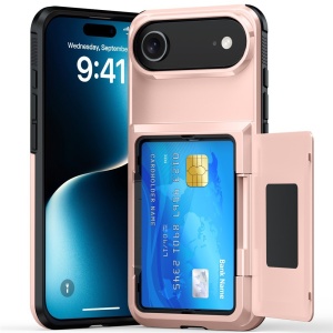 Husa de Protectie compatibila Apple iPhone 17 Air, Flippy, Compartiment pentru Carduri, Anti-alunecare, Protectie PC, Rezistenta la Zgirieturi, Rose Gold