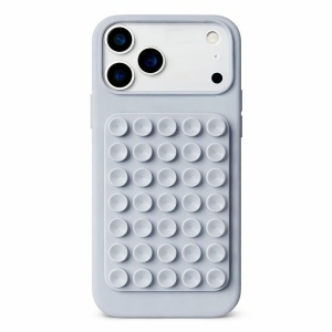 Husa din Silicon pentru iPhone 17, Flippy, Carcasa de Protectie cu Ventuze, din Cauciuc Moale Rezistenta la Socuri, Gri