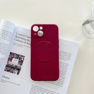 Husa protectie Flippy compatibila cu iPhone 14 Pro, Liquid MagSafe, ring-shaped, magnetica, Visiniu - Img 2