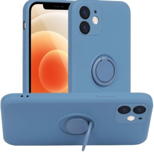 Husa protectie Flippy compatibila cu Samsung A20E Liquid Silicone Ring cu suport rotativ Albastru deschis