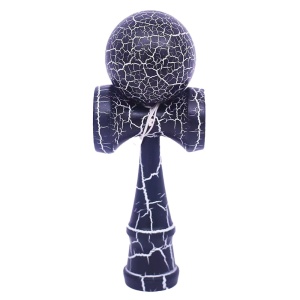 Kendama X Originala, Profesionala, Flippy, Kendama Cracked, din Lemn – 18 cm, Crack Albastru inchis/Gri