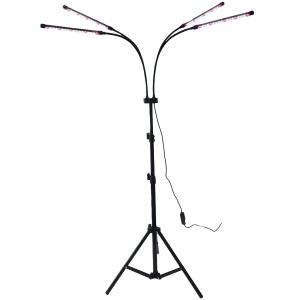 Lampa UV pentru cresterea plantelor, Flippy, 4 capete, putere 30W, 108 LED-uri Lampa cu lumina Ultra-Violet, Lampa cu Picior Ajustabil pana la 2 m, Lumina UV Alb Rece