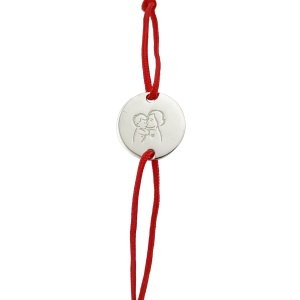 Martisor Bratara Argint 925, Jolie, Model Mama si Copilul, Martisor de 1 Martie, cu Snur Rosu, Argintiu