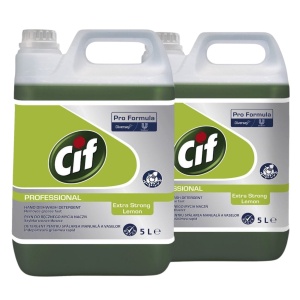 Pachet CIF Professional Dishwasher Extra Strong Lemon – Detergent pentru Spalarea Manuala a Vaselor, cu Lamaie, 2×5 L