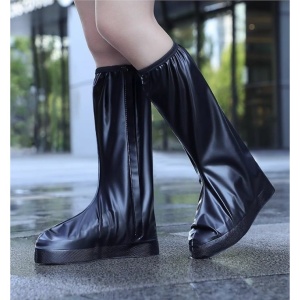 Protectie Incaltaminte pentru Ploaie si Noroi, Flippy, Impermeabila, Talpa Antiderapanta, cu Fermoar si Capsa, Inaltime 40 cm, Marime XXXL 44-45, Negru