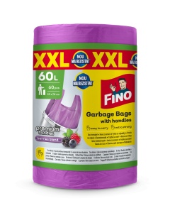 Saci menajeri colorati cu manere Fino, hd, 60l, 60 buc