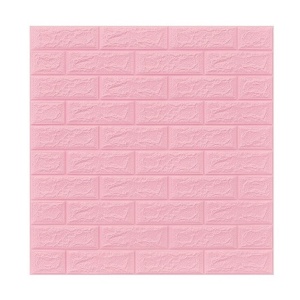 Set 10 Placi Tapet 3D, Flippy, 70 x 77 cm, Grosime 3 mm, din Polietilena, Model Caramida, Suprafata acoperita 5.3 mp, Roz