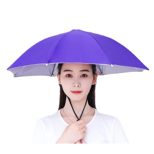 Umbrela de Cap, Flippy, Diametru 69 cm, Snur Reglabil de Cap, Protectie UV/Ploaie, Mov