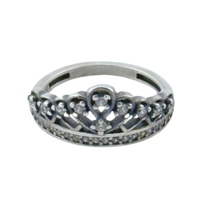 Inel din Argint 925, Jolie Silver, pentru Dama, Model Coroana cu Pietre, Marimea 51, Argintiu