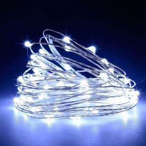 Instalatie de Craciun, Flippy, Decoratiune de Craciun, 200 Beculete LED, cu Baterii si Telecomanda, cu 8 Functii, Lungime 20 m, Alb rece