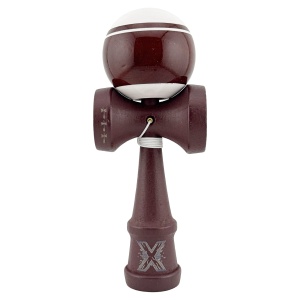 Kendama X Originala, Profesionala, Flippy, Super Sticky Legendary, Rulment Metalic cu Ata 55 cm, Alb/Maro