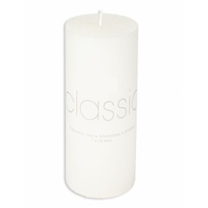 Lumanare Decorativa, Flippy, din Parafina, Cilindrica, Fara Fum si Fara Parfum, 7 x 15 cm, 500 g, Ardere 72h, Ivory Alb