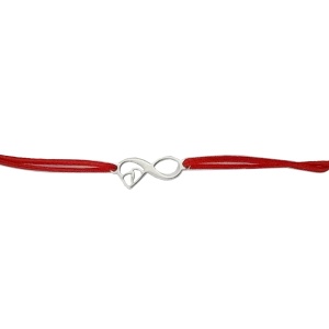 Martisor Bratara Argint 925, Jolie, Model Infinit cu picioruse, Martisor de 1 Martie, cu Snur Rosu, Argintiu