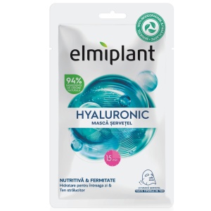Masca Servetel Pentru Fata, Elmiplant, Hyaluronic, Pentru Toate Tipurile de Ten, 20 ml