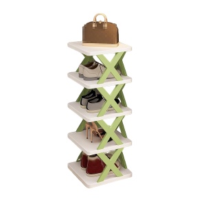 Organizator de Pantofi, Flippy, 5 Straturi, din ABS, Suport Modular, 65.5 x 24 x 26 cm, Verde