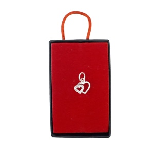 Pandantiv din Argint 925, Jolie Silver, pentru Dama, Model Doua Inimi Cu Pietre de Zirconiu Cubic, 0.8 g, 1 x 1 cm, Argintiu