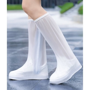 Protectie Incaltaminte pentru Ploaie si Noroi, Flippy, Impermeabila, Talpa Antiderapanta, cu Fermoar si Capsa, Inaltime 40 cm, Marime XXXL 44-45, Alb