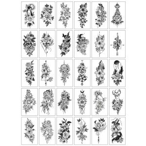 Set 30 Tatuaje Temporare, Flippy, pe Baza de Apa, Model 4, Negru