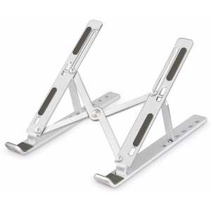 Suport pentru Laptop, Flippy, Suport Portabil Pliabil, Universal Reglabil Suspendat pentru Tableta, din Aliaj si ABS, 100-160 mm, 26 x 19 x 16 cm, Silver Gray