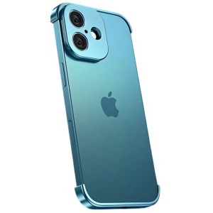 Carcasa de Telefon, Flippy, Compatibila Apple iPhone 17, Fara Rama, doar Colturi si Camera, din Metal, Grosime 0.1 mm, Albastru