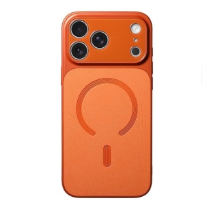 Carcasa Magnetica Mata, Flippy, Compatibila iPhone 17, din TPU/PC si Piele Ecologica, Portocaliu