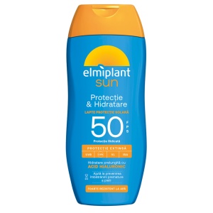 Crema de Soare, Lapte Pentru Protectie Solala, Elmiplant Sun, Protectie si Hidratare cu Acid Hialuronic, SPF 50, 200ml