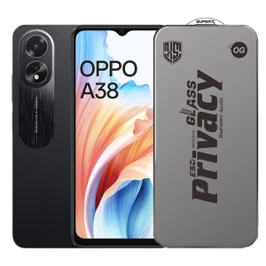 Folie de Protectie pentru Oppo A38, Flippy, Sticla Securizata ESD Antistatica, Super-X Privacy OG, Margini Negre, 0.30 mm, Transparent Inchis