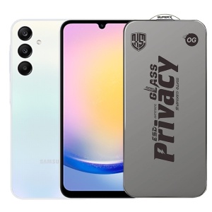 Folie de Protectie pentru Samsung Galaxy A25, Flippy, Sticla Securizata ESD Antistatica, Super-X Privacy OG, Margini Negre, 0.30 mm, Transparent Inchis