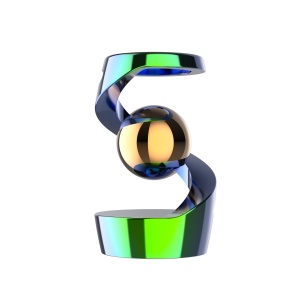 Jucarie Fidget pentru Adulti, Flippy, Giroscop Levitant de Birou, Jucarie Anti-Stres pentru Adulti, Spinner Flotant cu Iluzie Optica Hipnotica, 65x42x42 mm, 145 gr, Multicolor