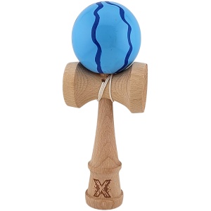 Kendama X Originala, Profesionala, Flippy, din Lemn, Super Sticky, 18 cm, Albastru