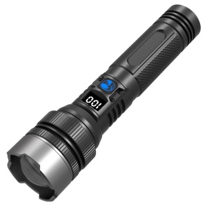Lanterna LED Lumina Alba, Flippy, Lanterna cu Zoom Telescopic, Baterie externa, din Aluminiu + ABS, 1800 mAh, 17 x 4 x 3 cm, Negru