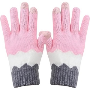 Manusi de Dama, Flippy, Model Ondulat, Functie Touchscreen (ecran tactil), Material Acril Tricotat, Manseta Elastica, Interior Catifelat, Marime Universala, Roz/Gri