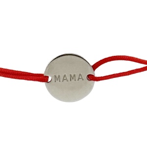 Martisor Bratara Argint 925, Jolie, Model Mama Rotund, Martisor de 1 Martie, cu Snur Rosu, Argintiu
