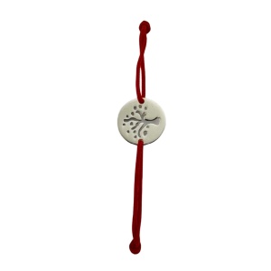Martisor Bratara, Jolie, Argint 925, Model Pomul Vietii Decupat, Snur Rosu Reglabil, Fara Pietre, Argintiu