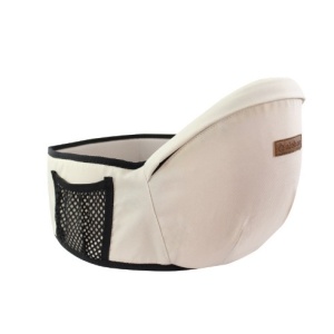 Port-Bebe Ergonomic Ajustabil cu Scaun, 3 Pozitii, Bumbac Respirabil, pentru Copii 0-3 Ani, 20 kg Maxim, 25 x 22 x 18 cm, Bej