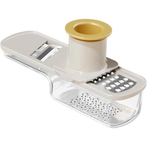 Razatoare Manuala, Flippy, cu Recipient de Stocare, pentru Legume, din Plastic si Otel Inoxidabil, Multifunctionala, Alb
