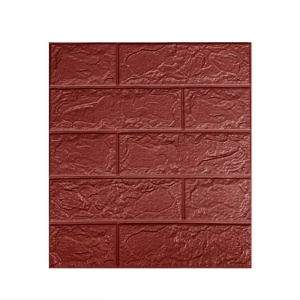 Set 10 Placi Tapet 3D, Flippy, 35 x 38 cm, Grosime 3 mm, din Polietilena, Model Caramida, Suprafata acoperita 1.33 mp, Maro